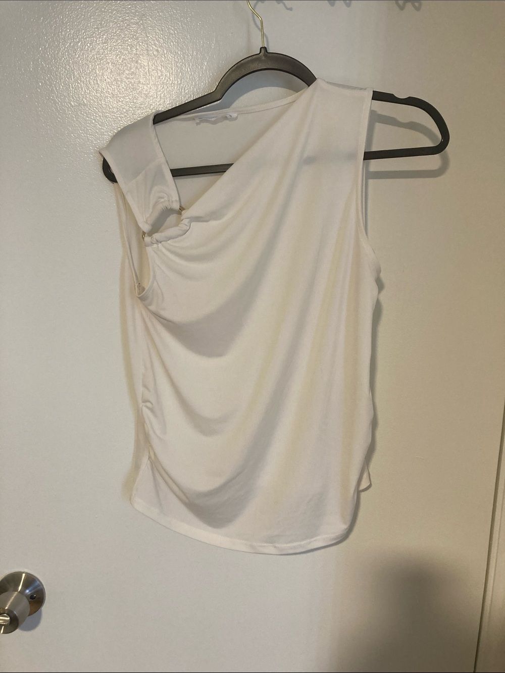 Primark White One-Shoulder Draped Tank Top